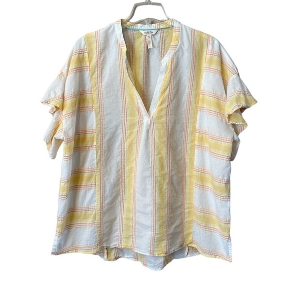 Matilda Jane summer picnic top size XL cotton  flutter sleeves full fit v neck - Picture 2 of 12